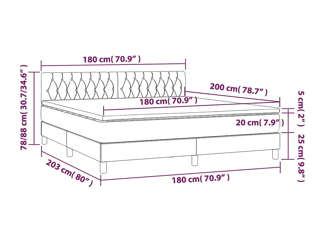 Lit à sommier tapissier avec matelas Taupe 180x200 cm Tissu