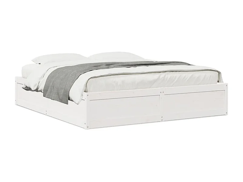 Estrutura de cama 200x200 cm madeira de pinho maciça branco