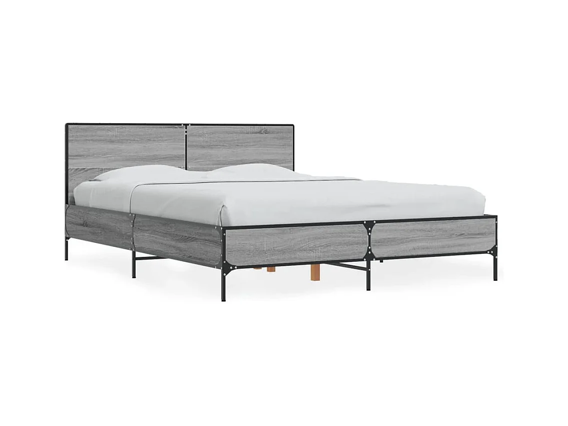 Cadre de lit sonoma gris 135x190 cm bois d'ingénierie et métal