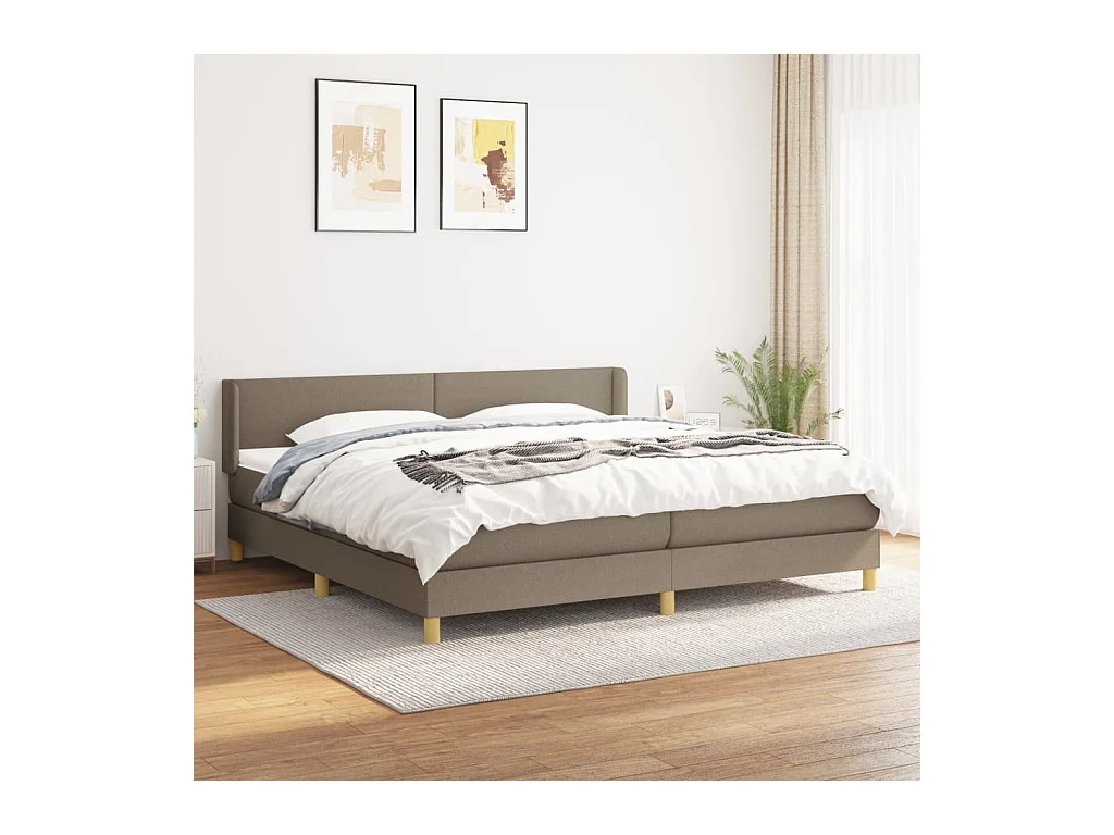 Cama box spring con colchón tela gris taupe 200x200 cm