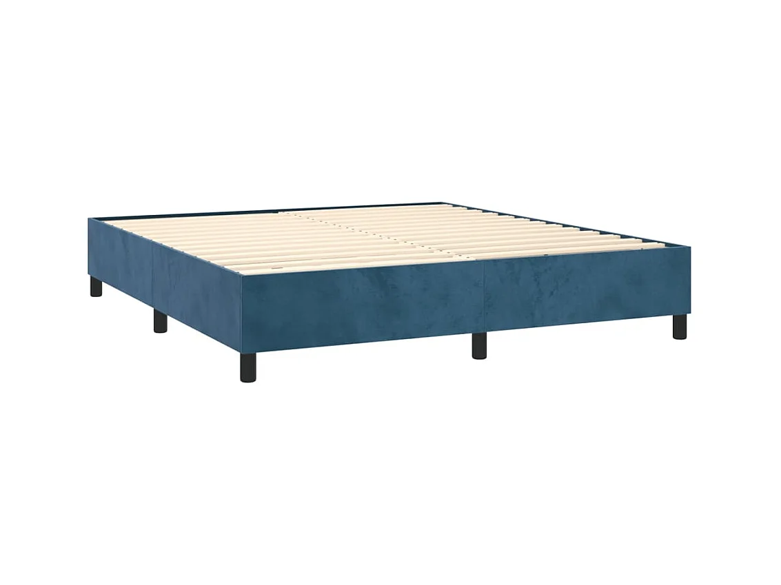 Boxspring met matras fluweel donkerblauw 180x200 cm