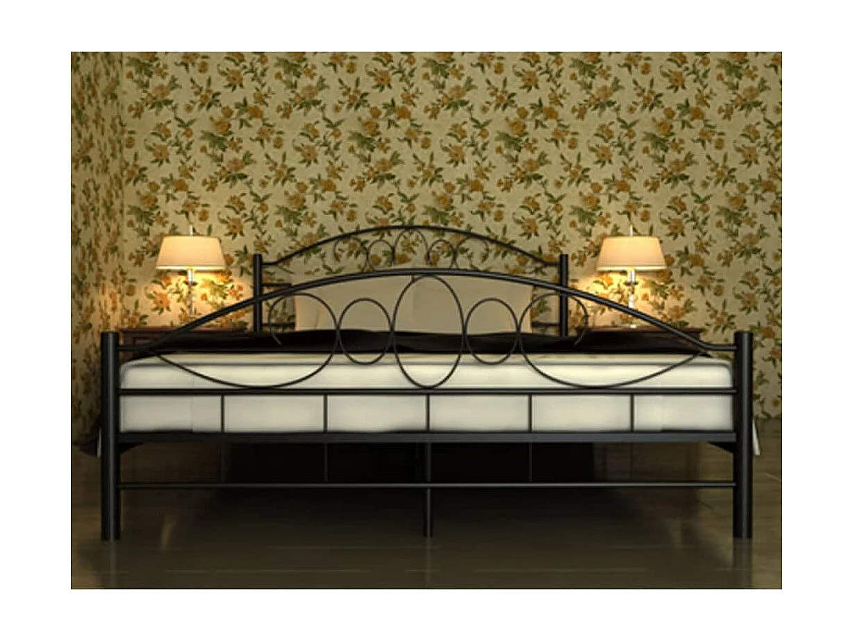 Cama de metal negro con colchón 180x200 cm