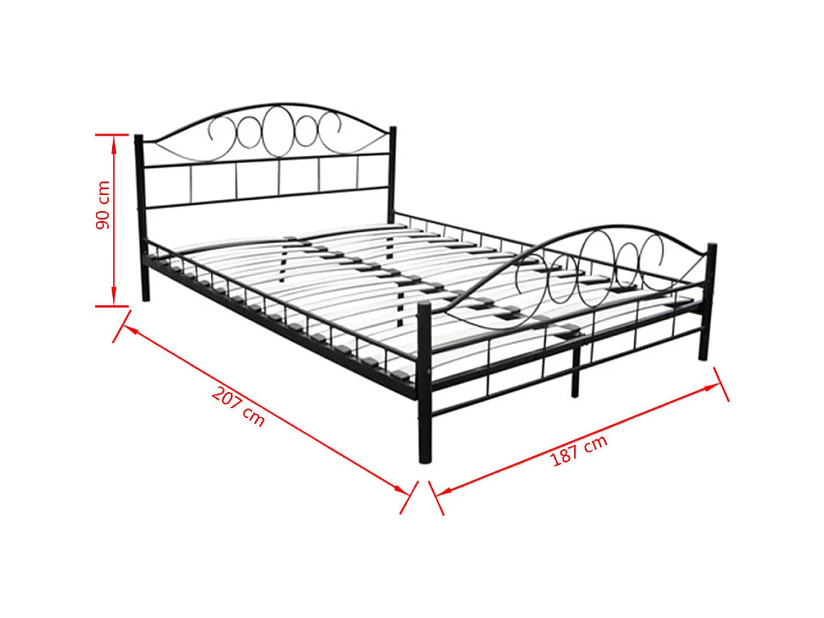 Cama de metal negro con colchón 180x200 cm
