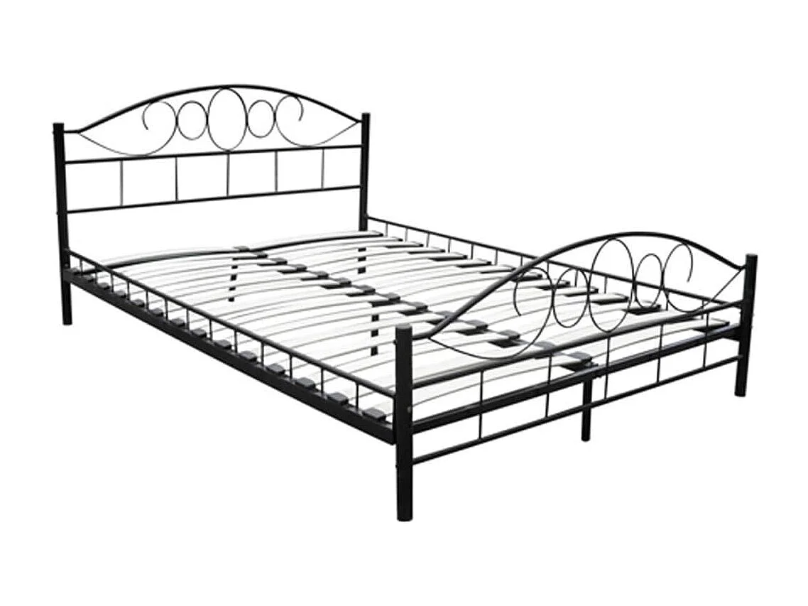 Cama com colchão 180x200 cm metal preto