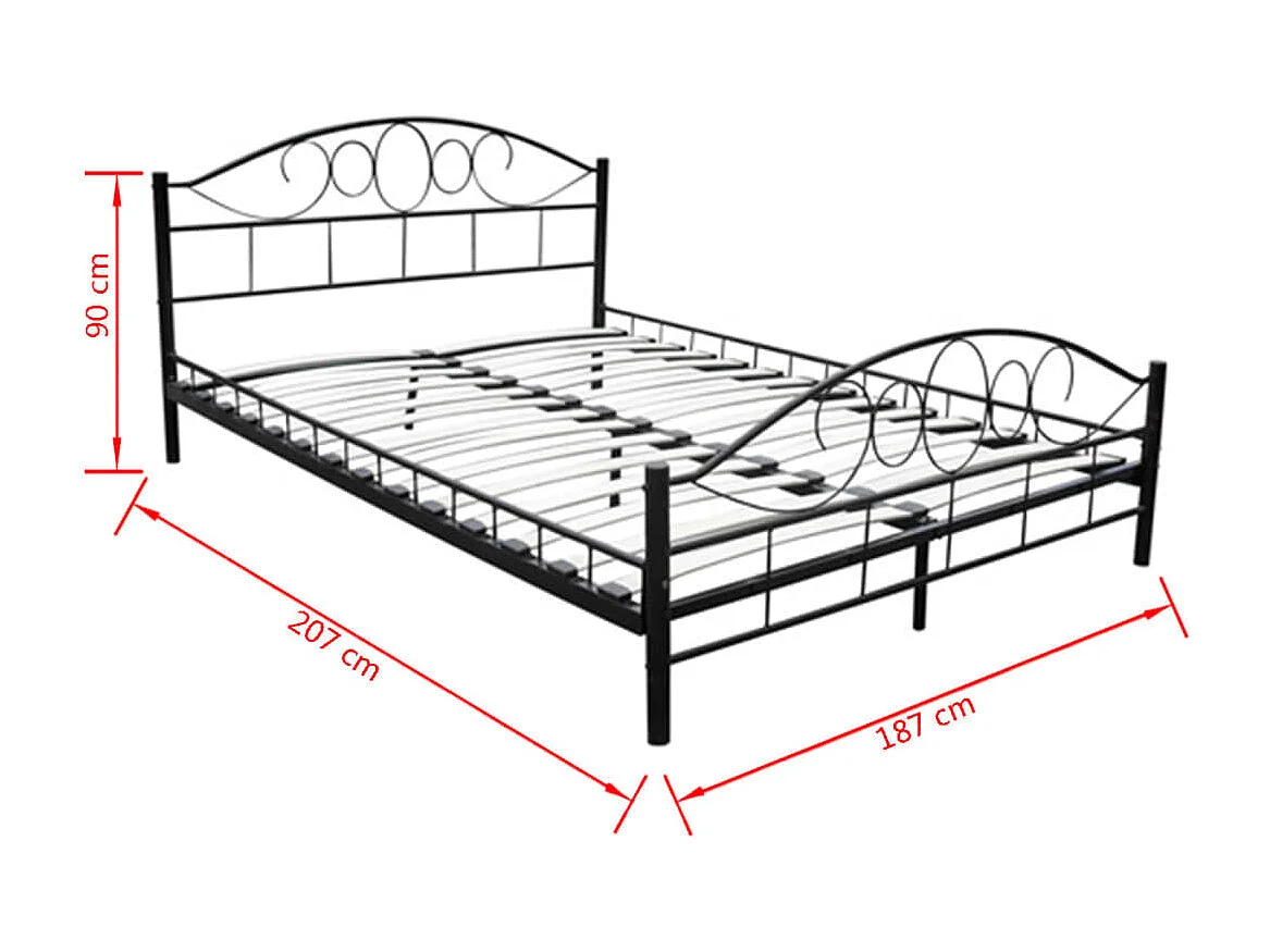 Cama com colchão 180x200 cm metal preto