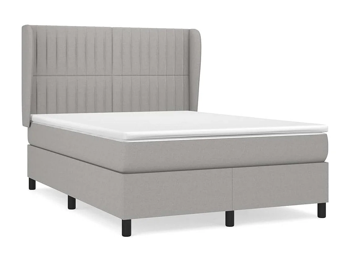Cama com molas/colchão 140x190 cm tecido cinzento-claro