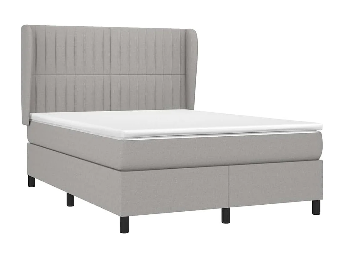 Cama box spring con colchón tela gris claro 140x190 cm