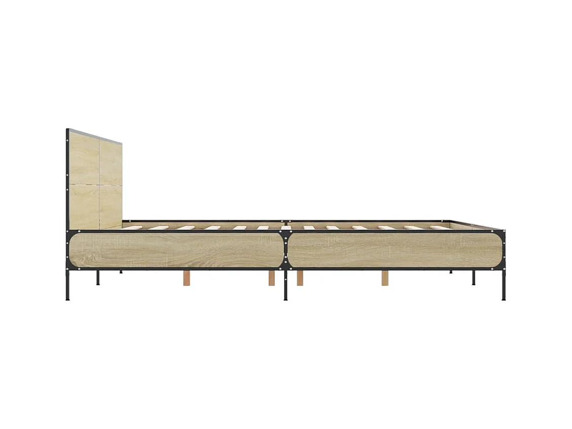 Cadre de lit chêne sonoma 120x200 cm bois d'ingénierie et métal