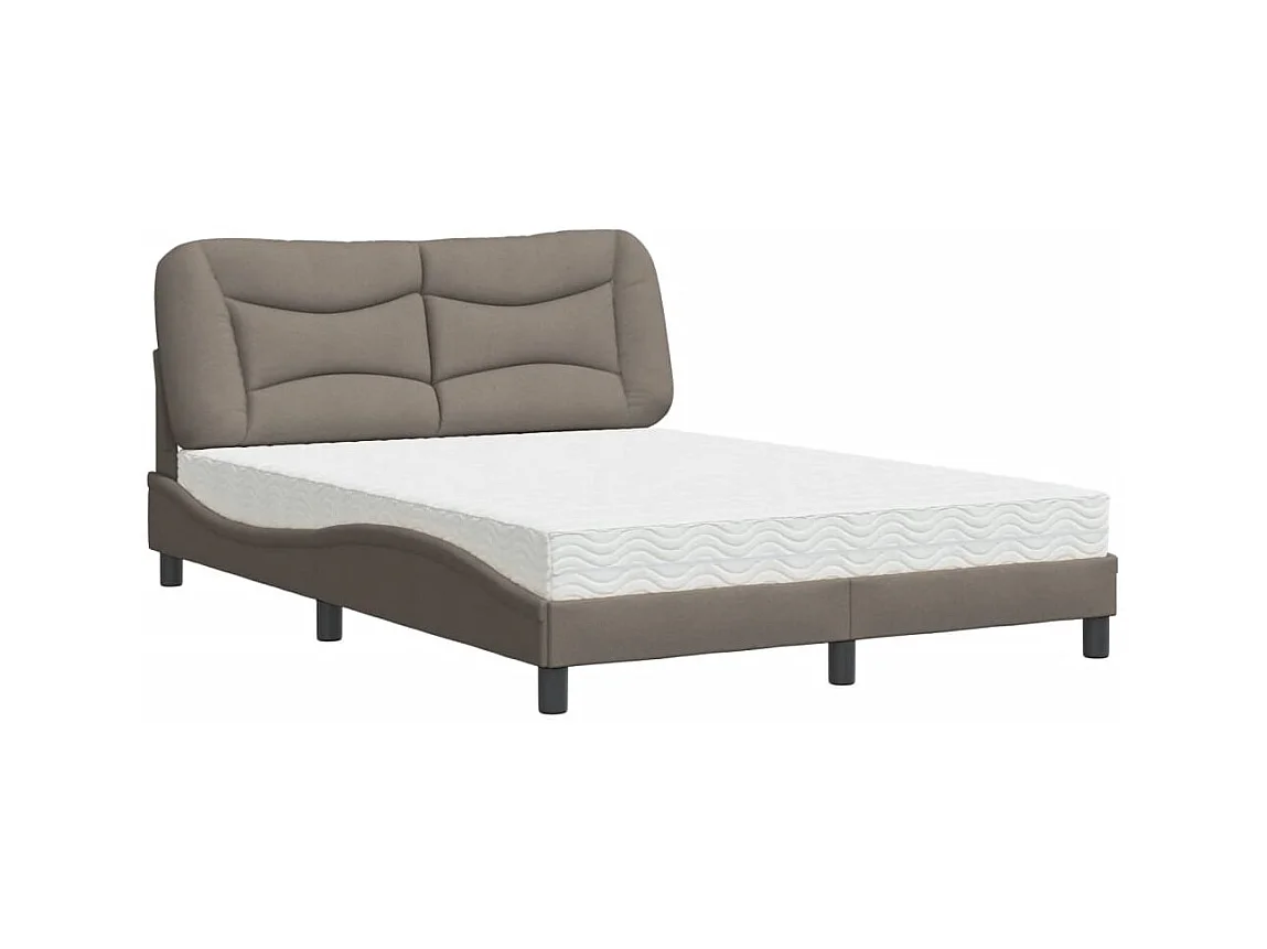 Lit avec matelas taupe 120x200 cm tissu