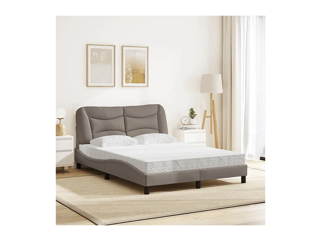 Lit avec matelas taupe 120x200 cm tissu