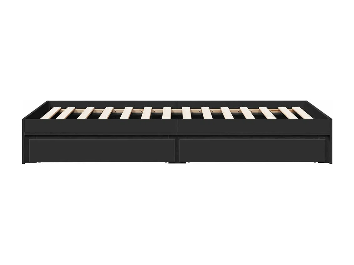 Cadre de lit avec tiroirs noir 90x190 cm bois d'ingénierie