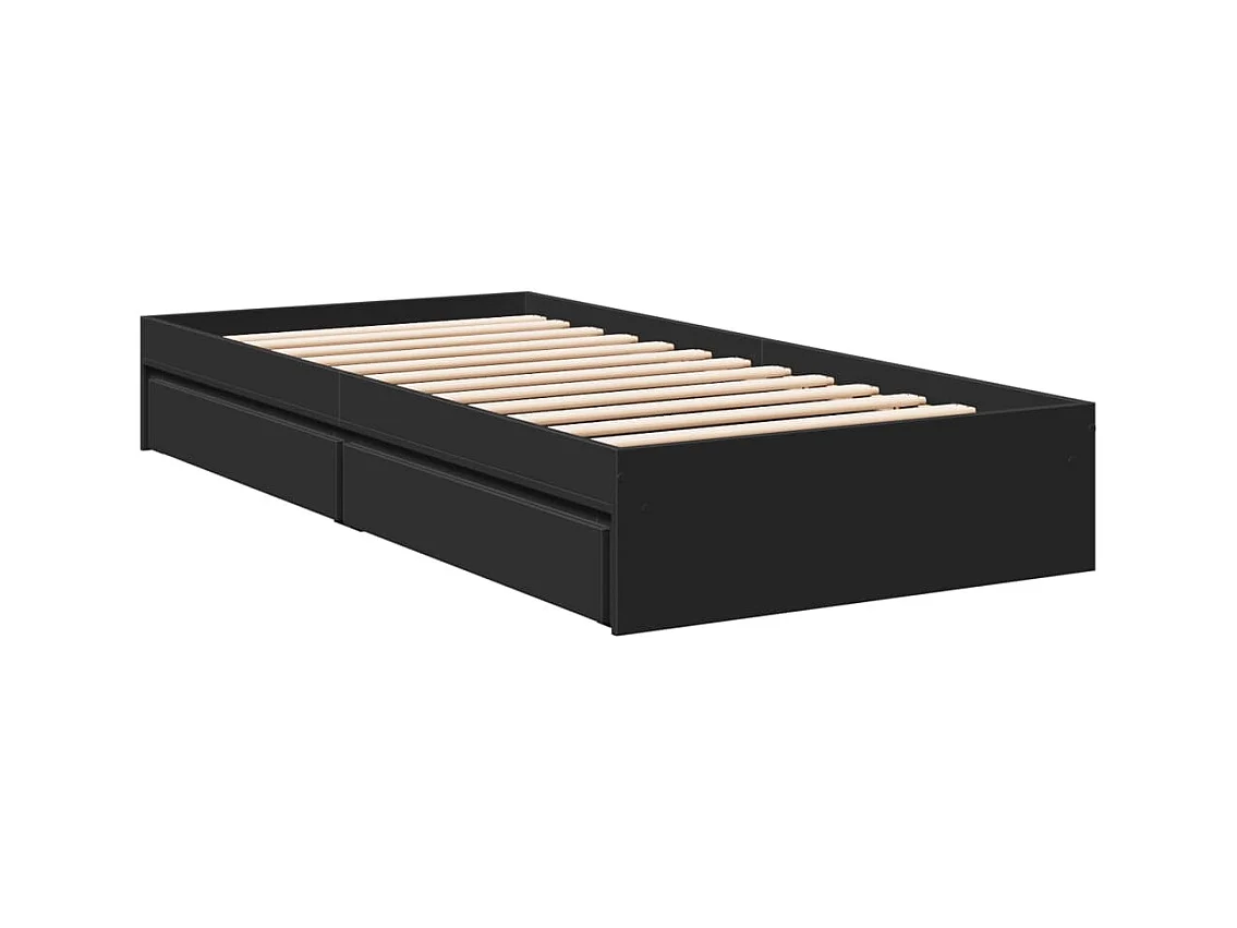Cama con cajones madera de ingeniería negro 90x190 cm