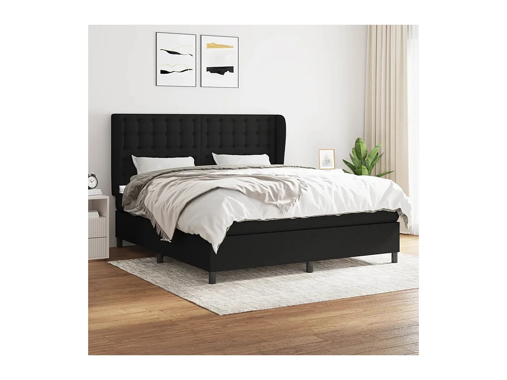 Boxspring met matras stof zwart 180x200 cm
