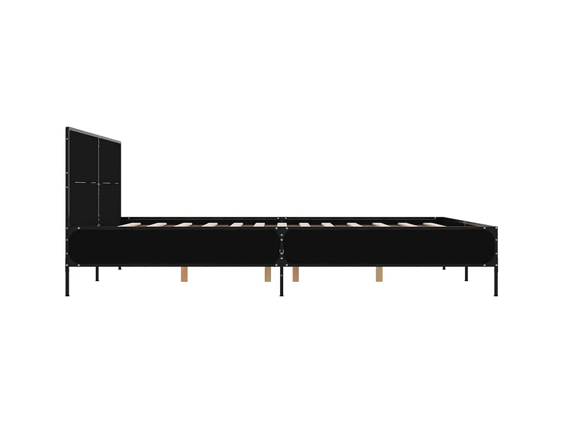 Cadre de lit noir 135x190 cm bois d'ingénierie et métal