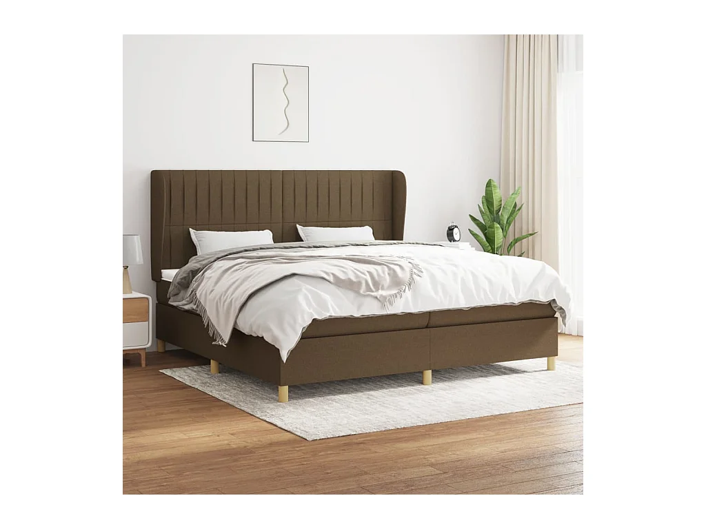 Lit à sommier tapissier avec matelas Marron foncé 200x200 cm