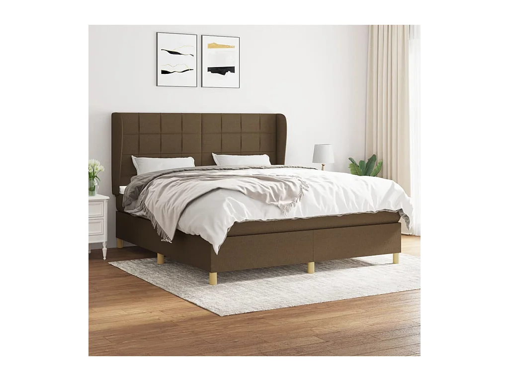 Lit à sommier tapissier avec matelas Marron foncé 180x200 cm