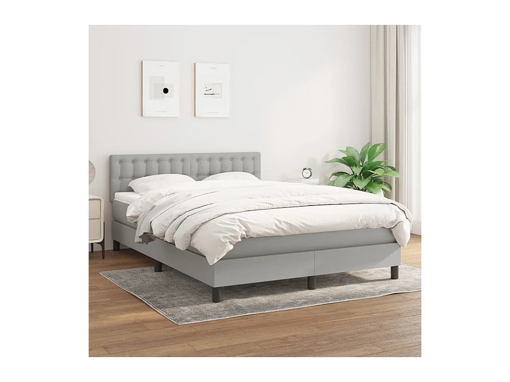 Boxspring met matras stof lichtgrijs 140x190 cm