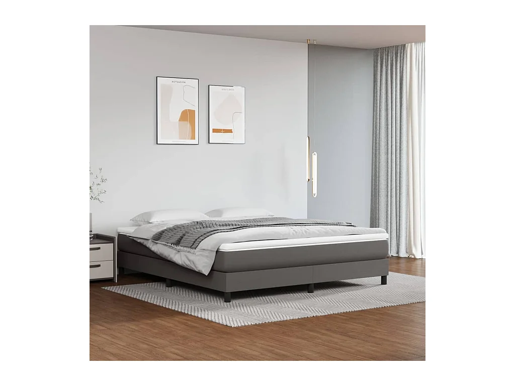 Lit à sommier tapissier avec matelas Gris 180x200 cm Similicuir