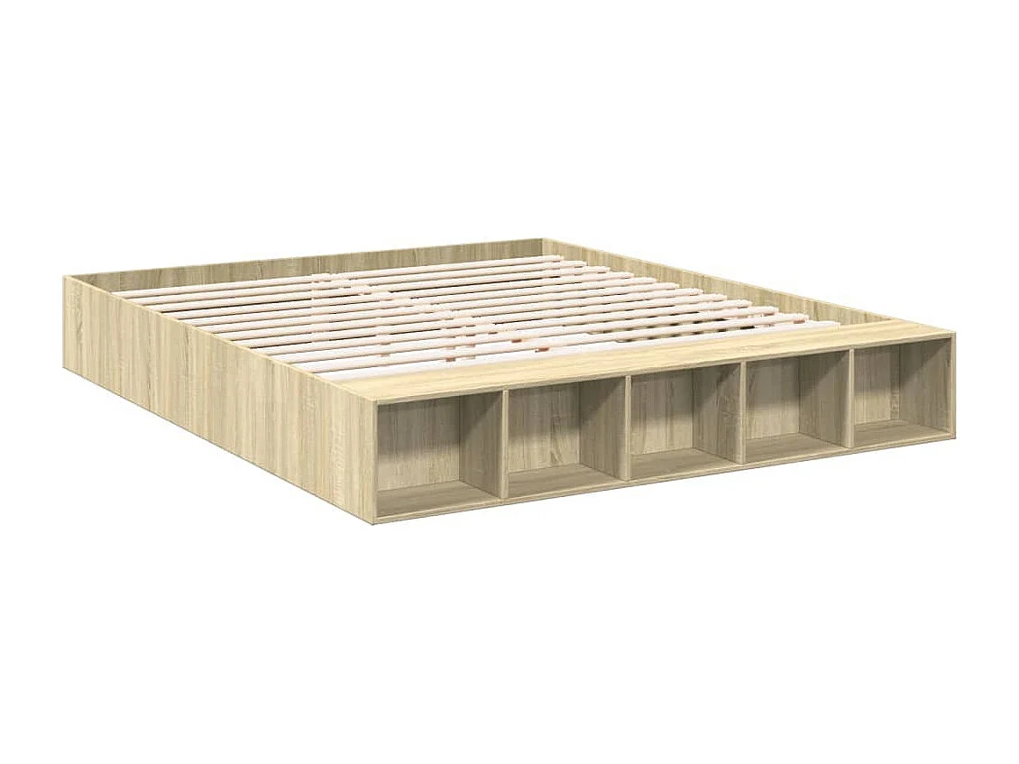 Estrutura de cama 200x200 cm derivados madeira carvalho sonoma