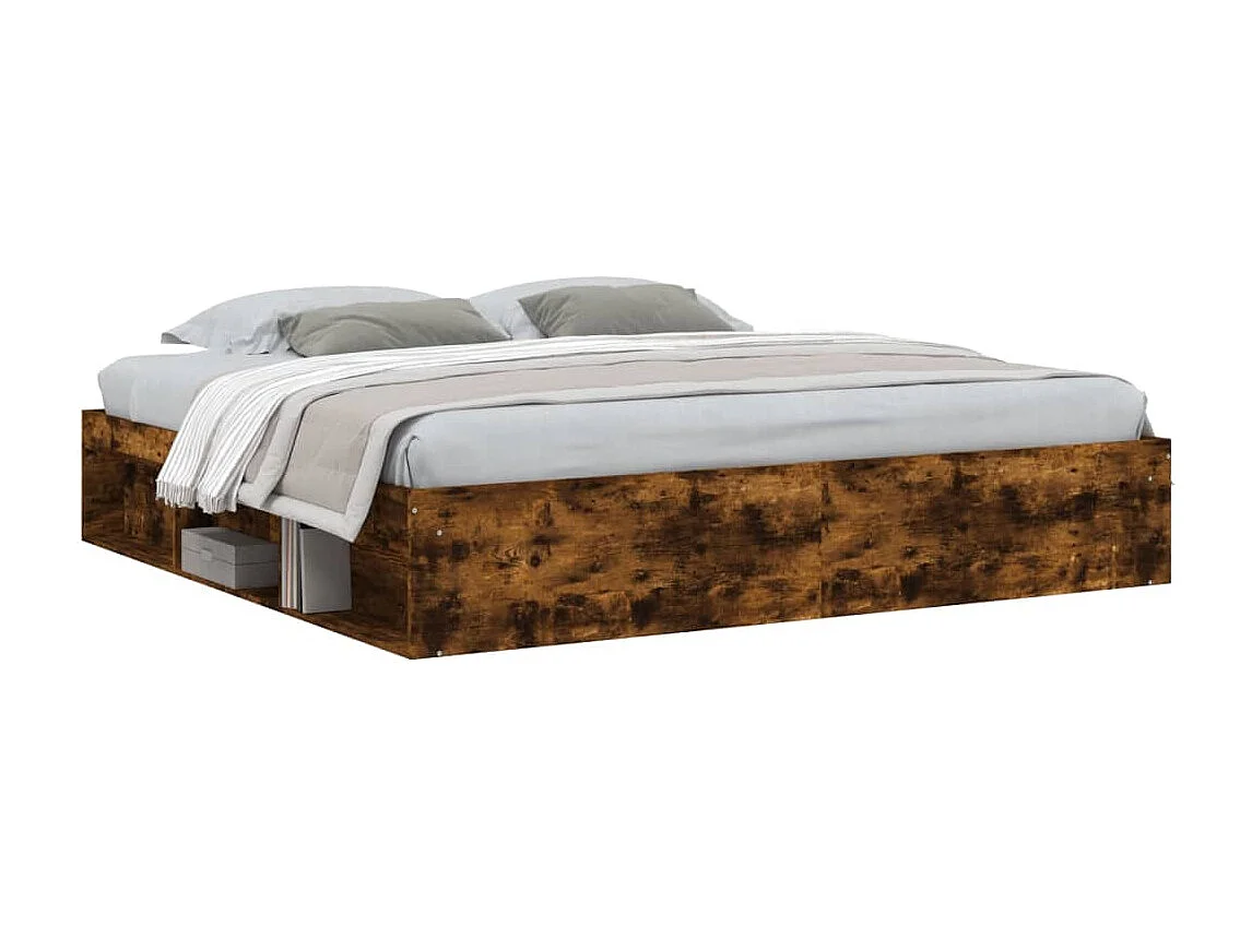 Estrutura de cama 200x200 cm carvalho fumado