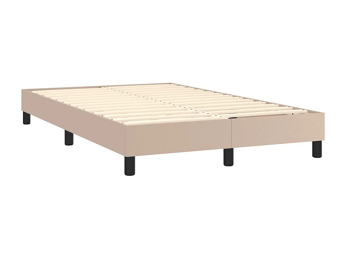 Cama box spring con colchón cuero sintético capuchino 120x200cm