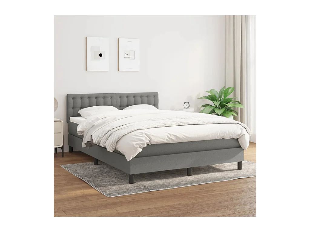 Boxspring met matras stof donkergrijs 140x190 cm