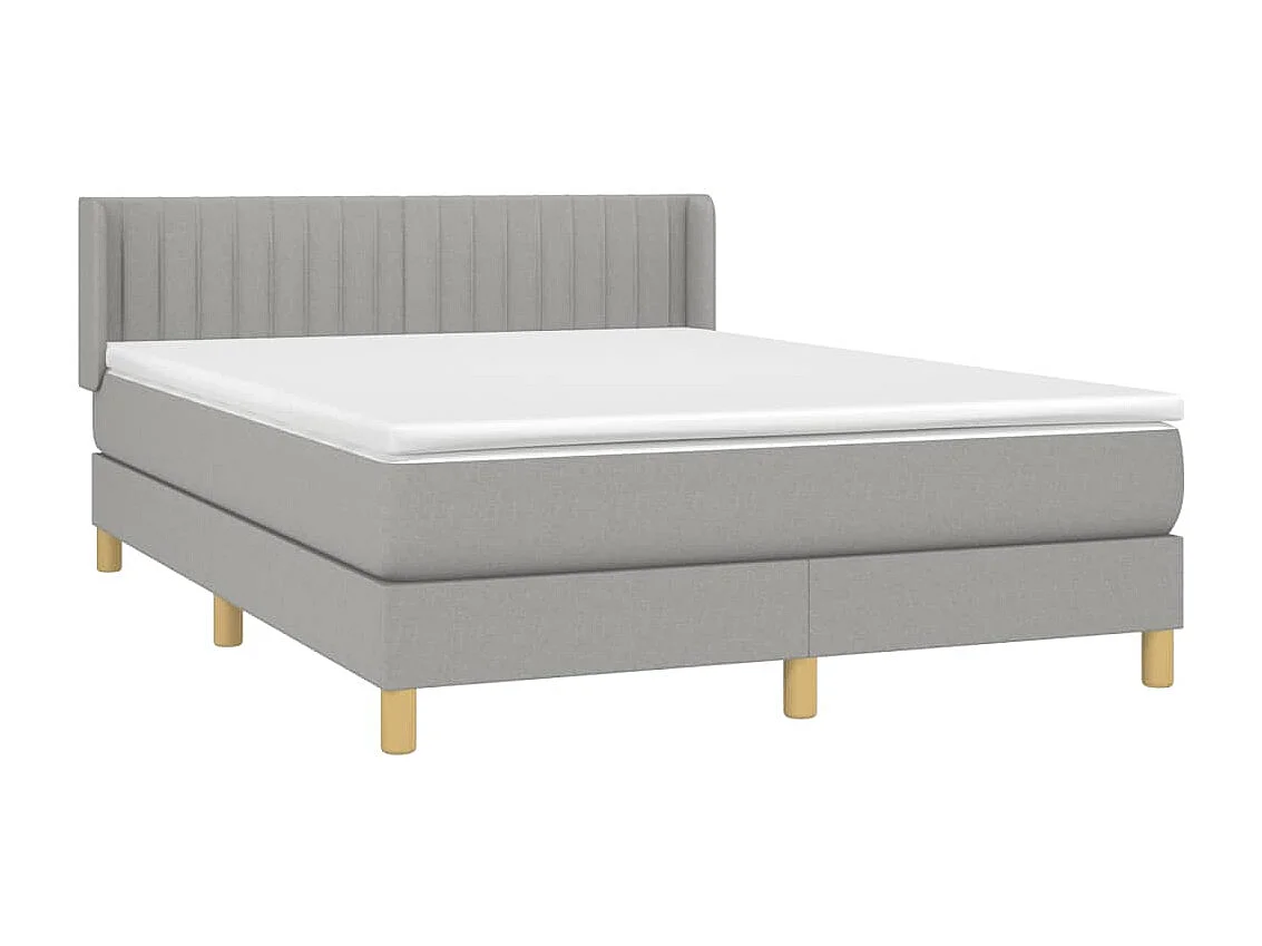 Cama box spring con colchón tela gris claro 140x190 cm