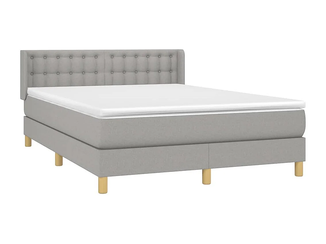 Lit à sommier tapissier avec matelas Gris clair 140x190cm Tissu