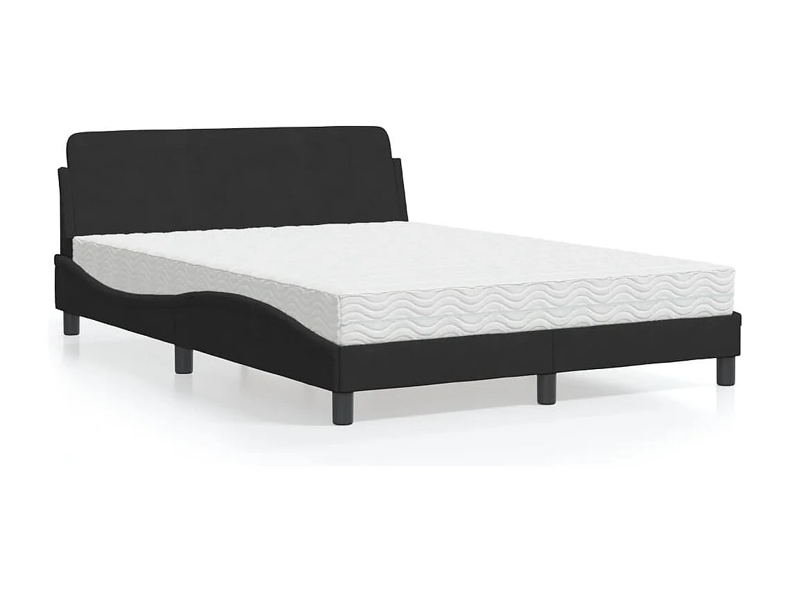 Lit avec matelas noir 140x190 cm velours
