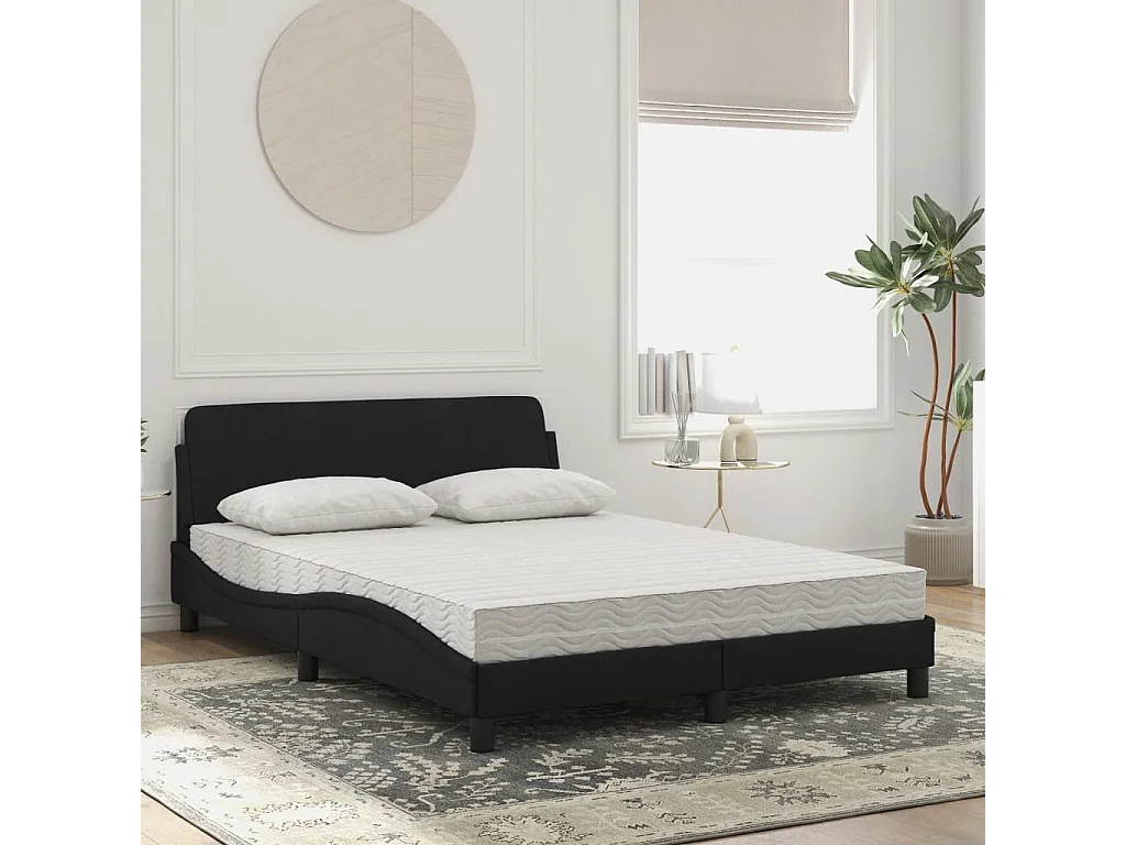 Lit avec matelas noir 140x190 cm velours