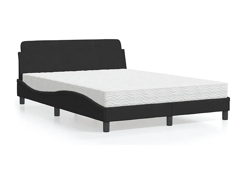 Cama com colchão 140x190 cm veludo preto