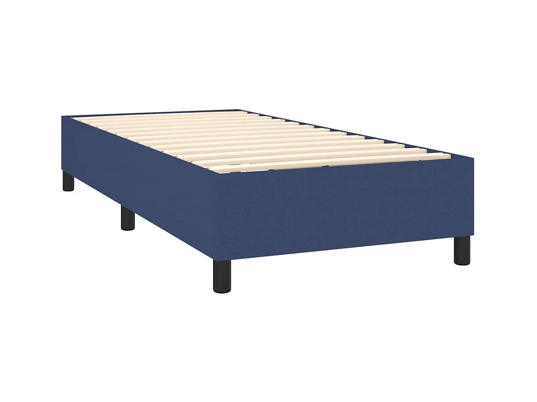 Cama box spring con colchón tela azul 80x200 cm
