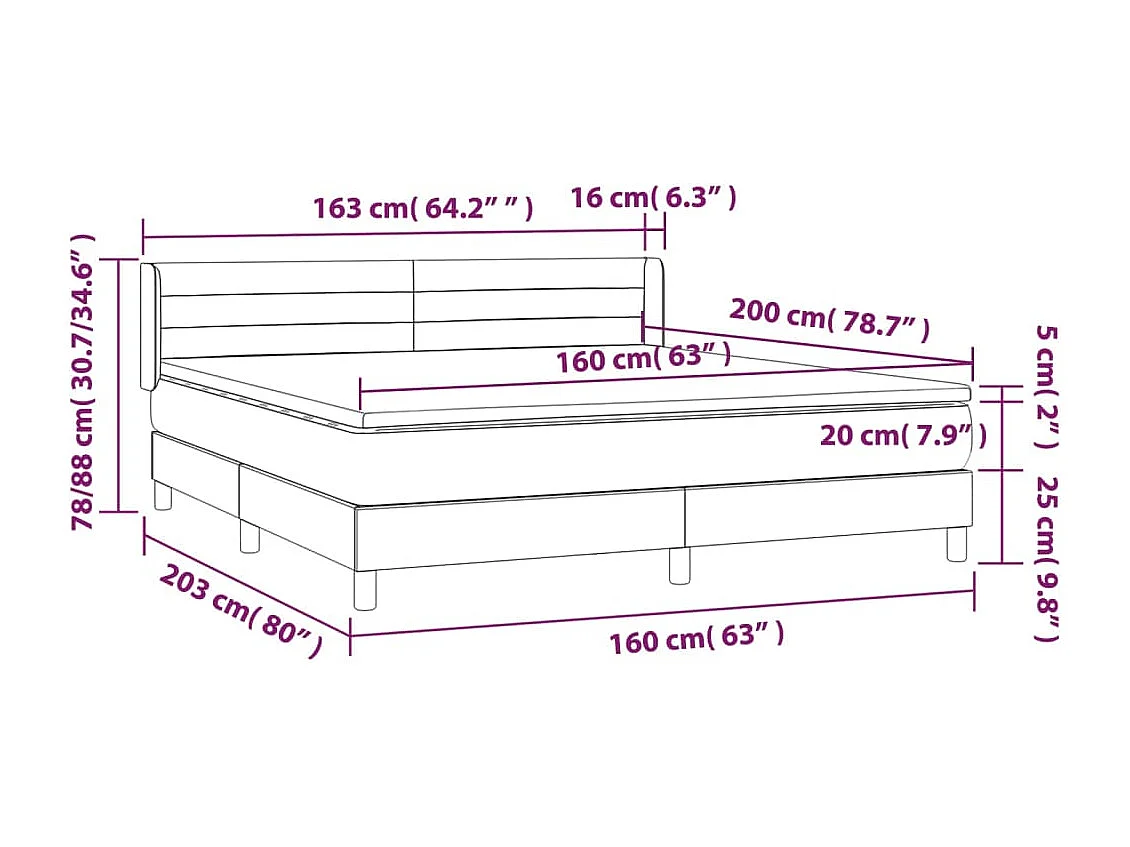 Lit à sommier tapissier avec matelas Noir 160x200 cm Tissu