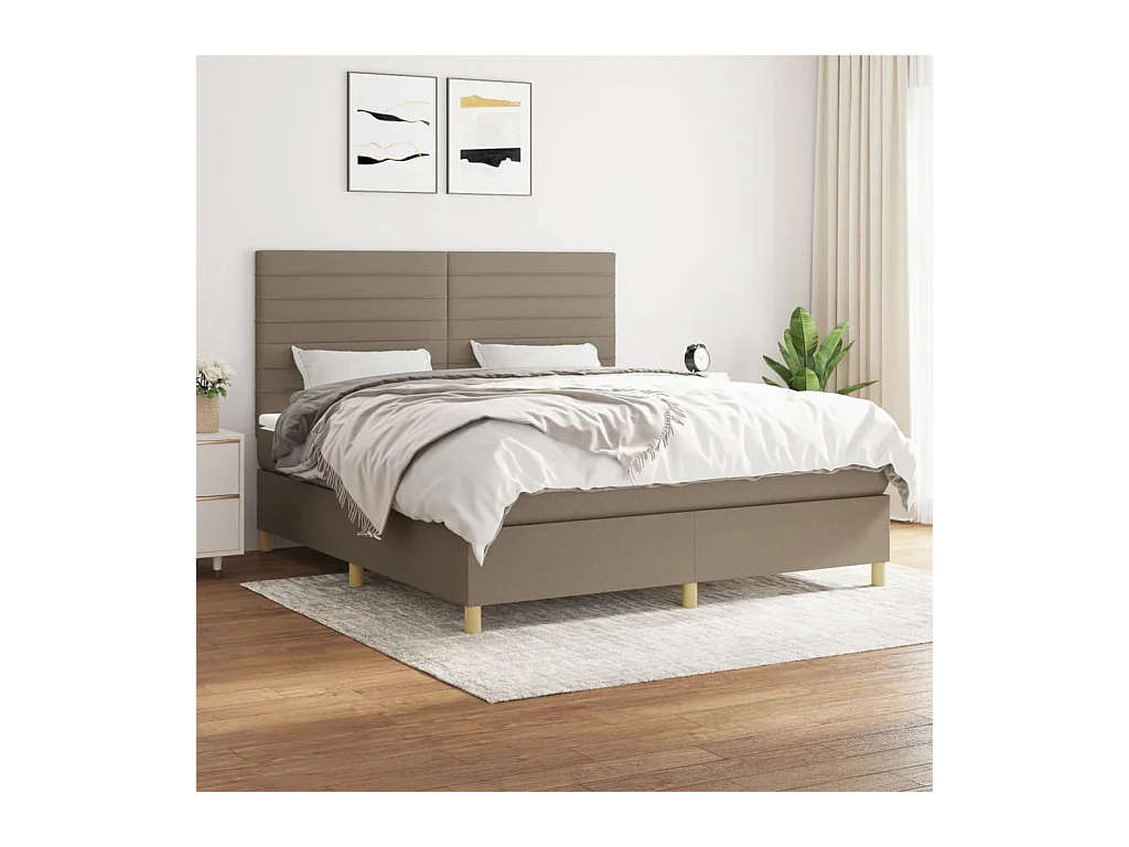 Boxspring met matras stof taupe 160x200 cm