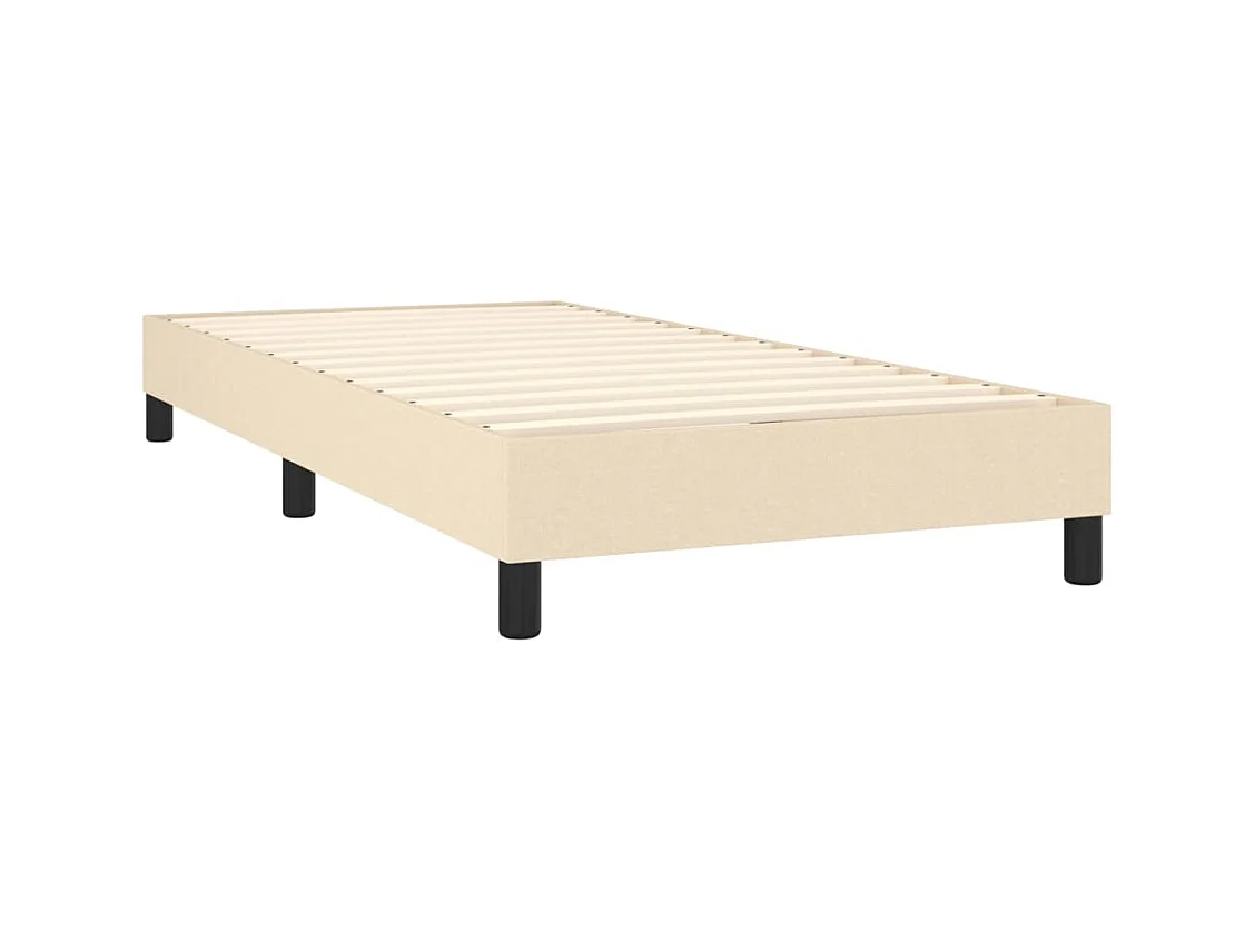 Cama box spring con colchón tela color crema 100x200 cm
