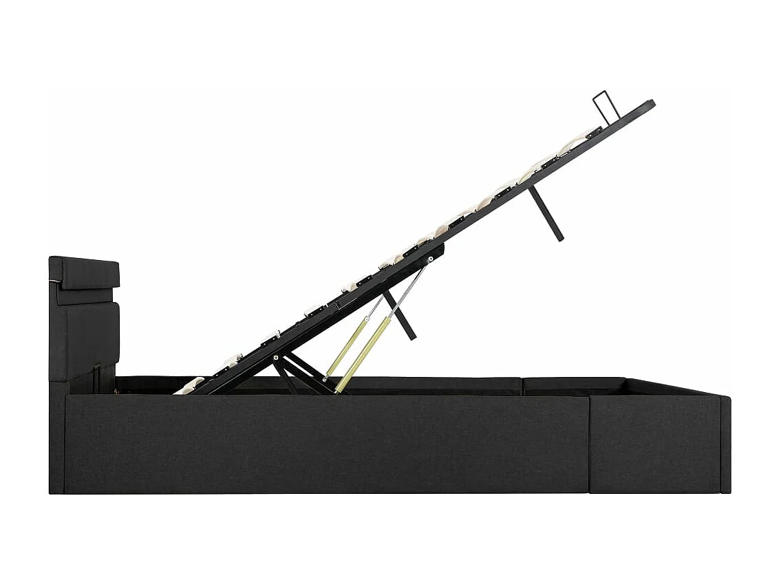 Cadre de lit à stockage hydraulique et LED gris foncé 120x200cm