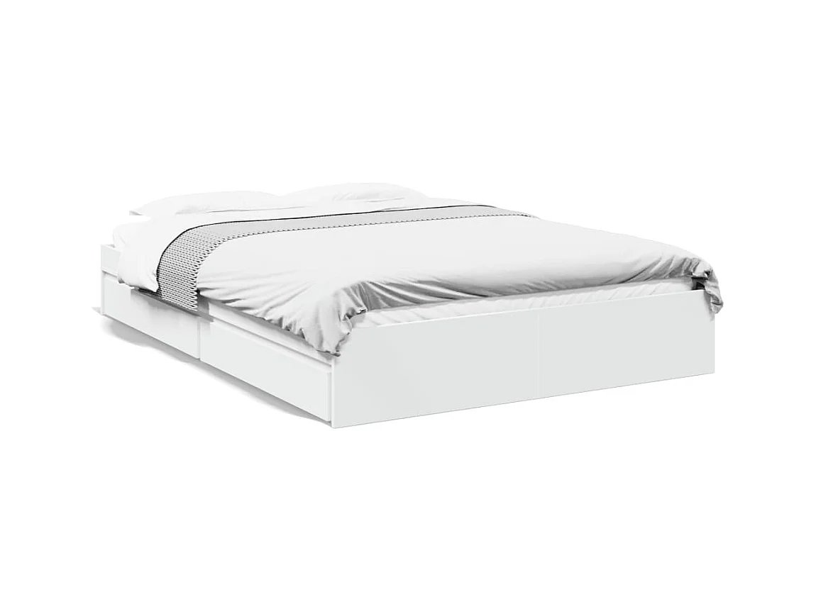 Estructura cama con cajones madera ingeniería blanca 160x200 cm
