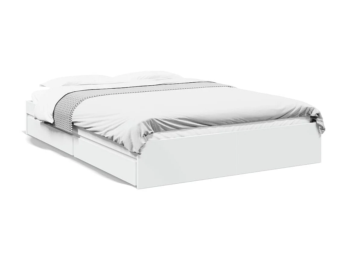 Estructura cama con cajones madera ingeniería blanca 160x200 cm