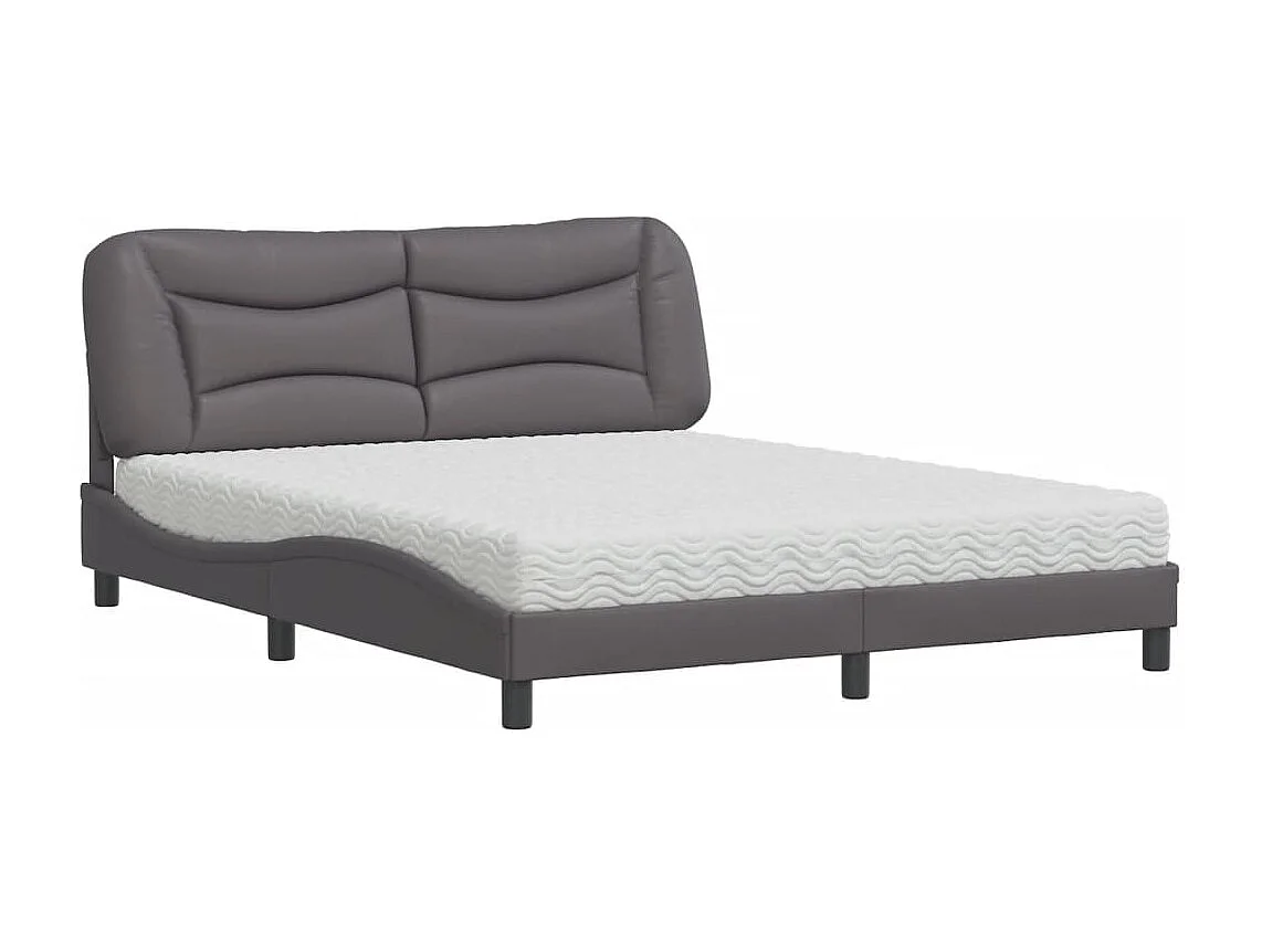Lit avec matelas gris 160x200 cm similicuir