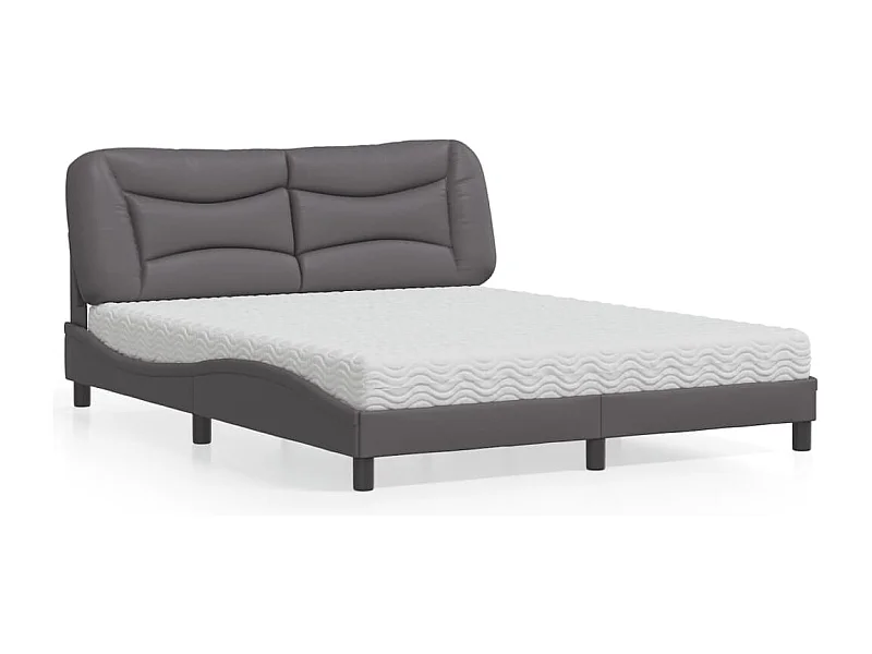 Lit avec matelas gris 160x200 cm similicuir