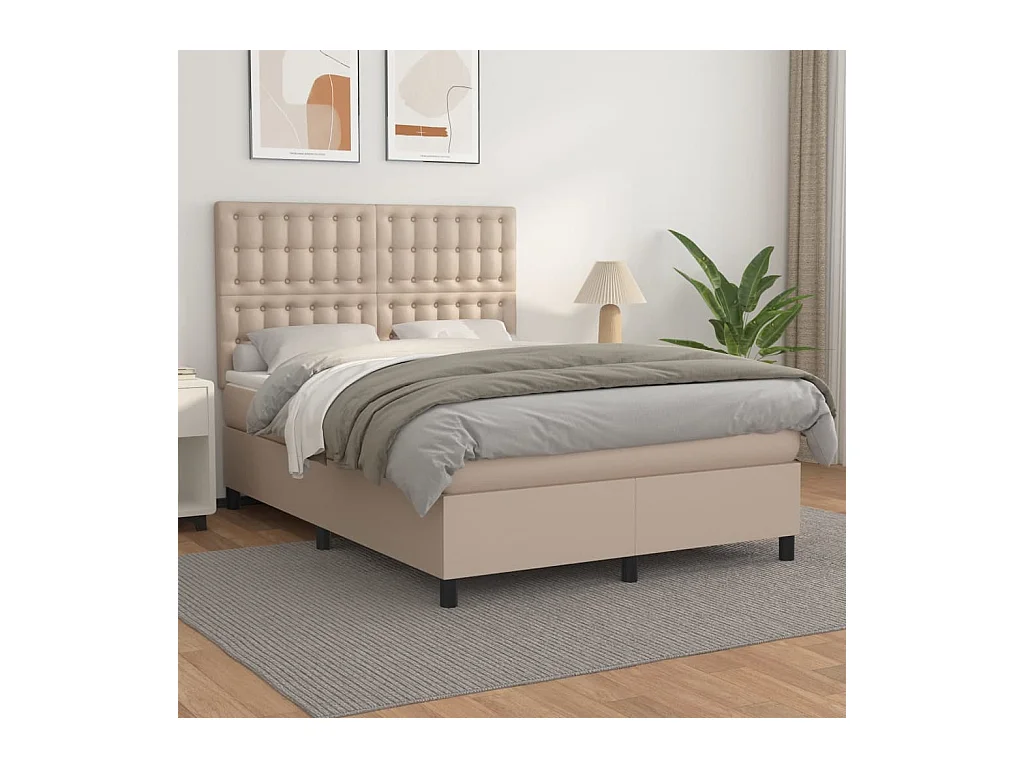 Lit à sommier tapissier avec matelas Cappuccino 140x190 cm