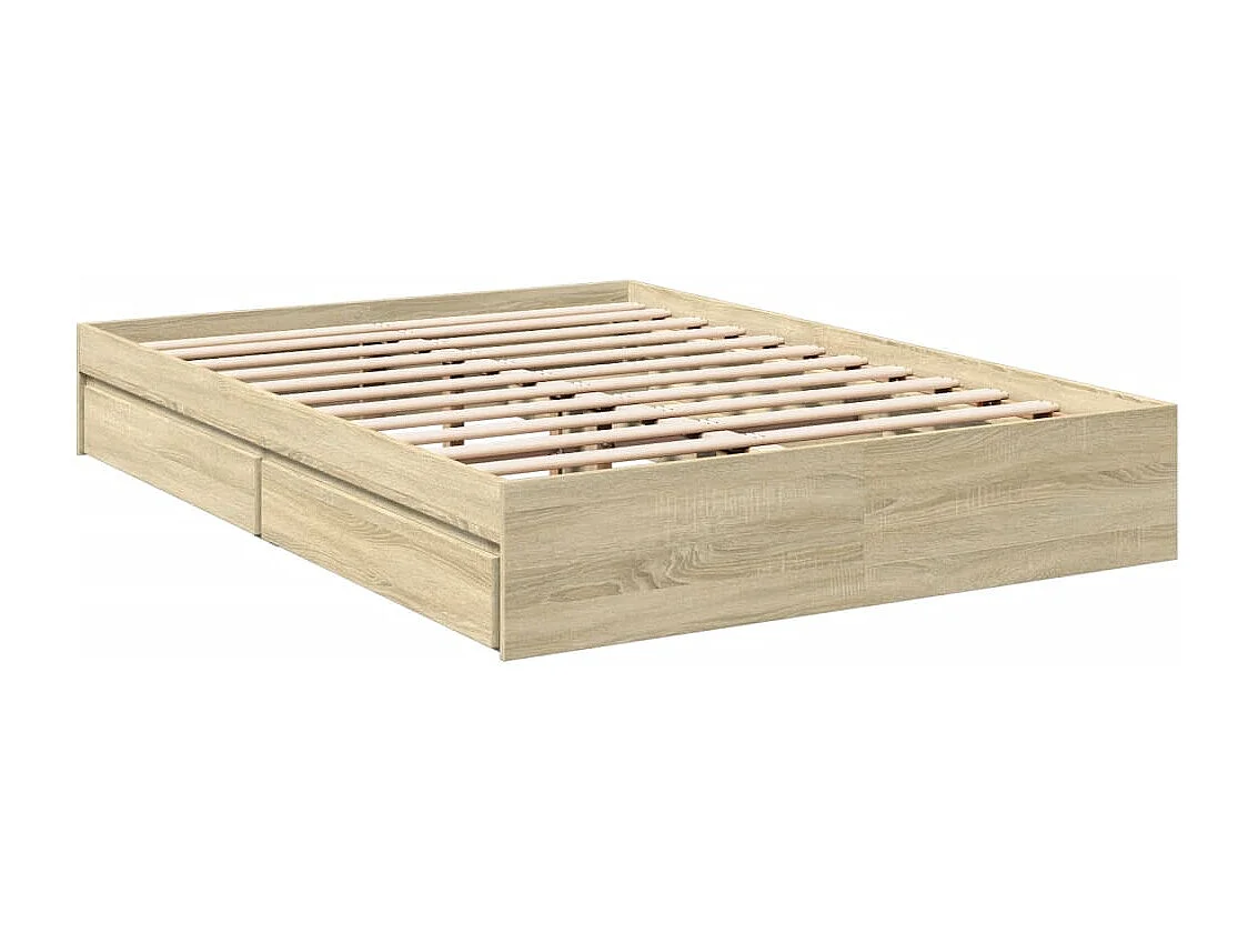 Cama con cajones madera ingeniería roble Sonoma 140x200 cm