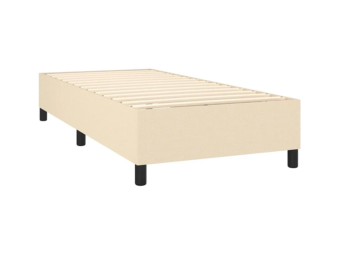 Cama box spring con colchón tela color crema 100x200 cm