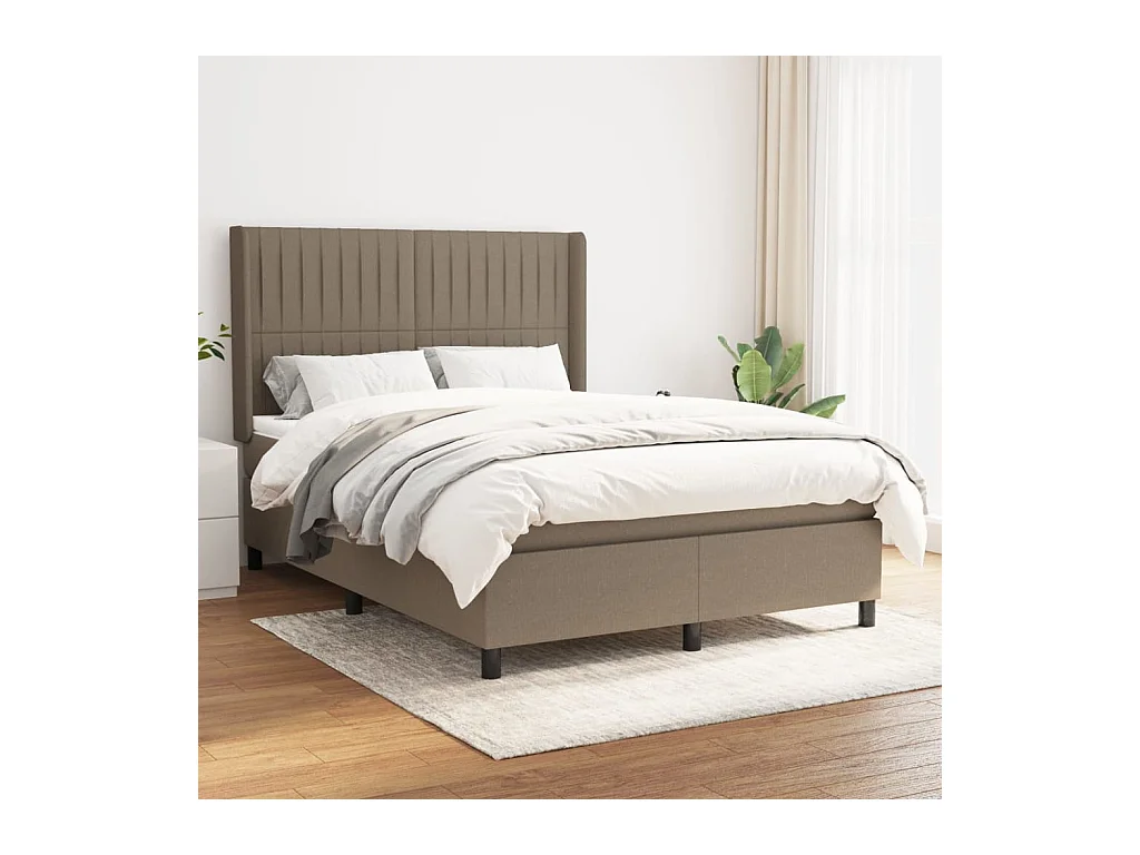 Boxspring met matras stof taupe 140x190 cm