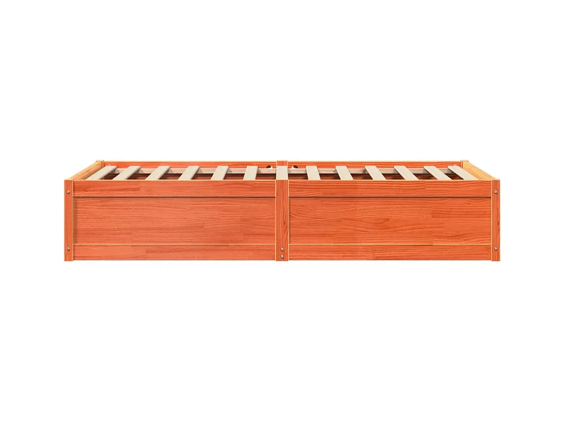 Estructura de cama madera maciza de pino marrón cera 90x190 cm
