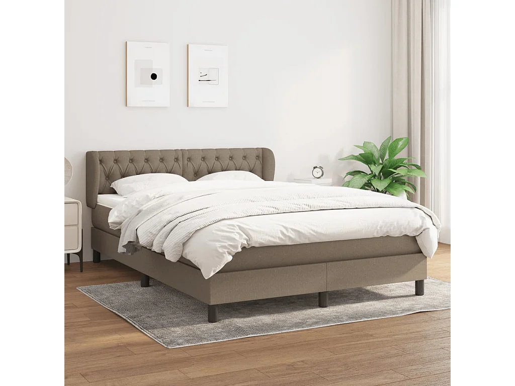 Lit à sommier tapissier avec matelas Taupe 140x200 cm Tissu