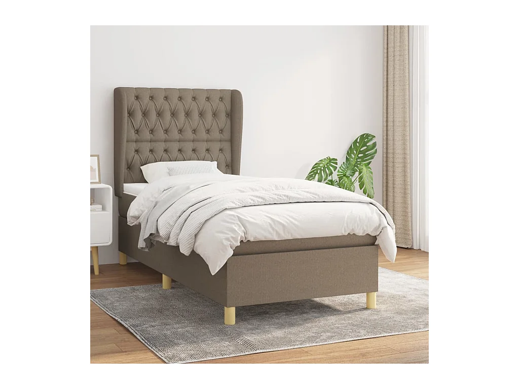 Boxspring met matras stof taupe 90x200 cm