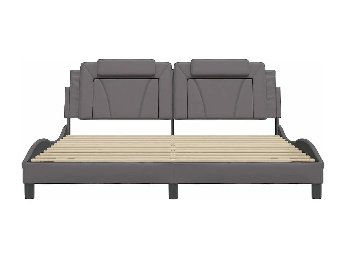 Cadre de lit avec lumières LED gris 180x200 cm similicuir