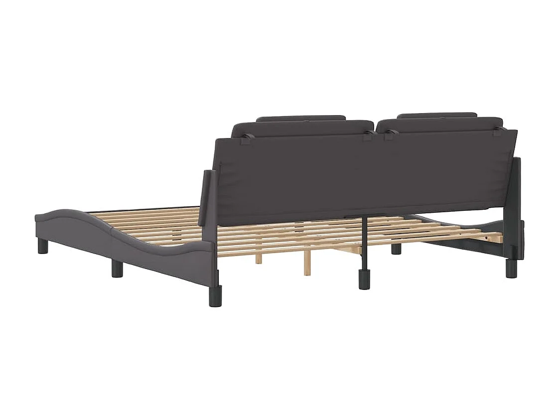 Cadre de lit avec lumières LED gris 180x200 cm similicuir