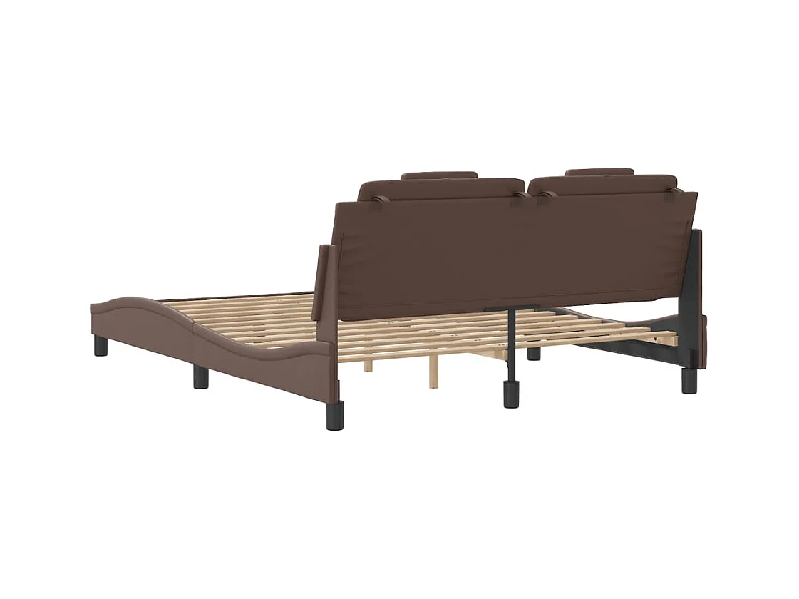 Cadre de lit avec tête de lit Marron 160x200 cm Similicuir